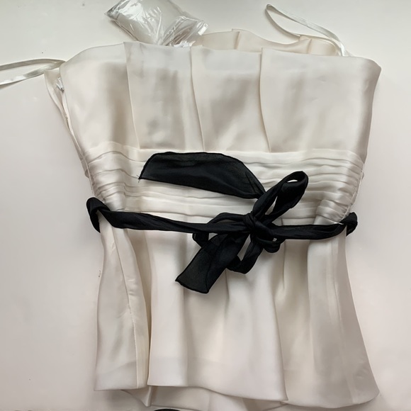 WHBM White House Black Market Crop Top Strapless Silk Chiffon w/Bow Bustier Top - Picture 9 of 16